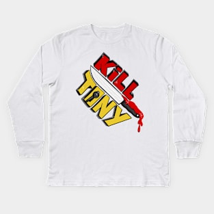 Kill Tony Podcast Fun Fan Logo WIth Microphone and a Knife (White) Kids Long Sleeve T-Shirt